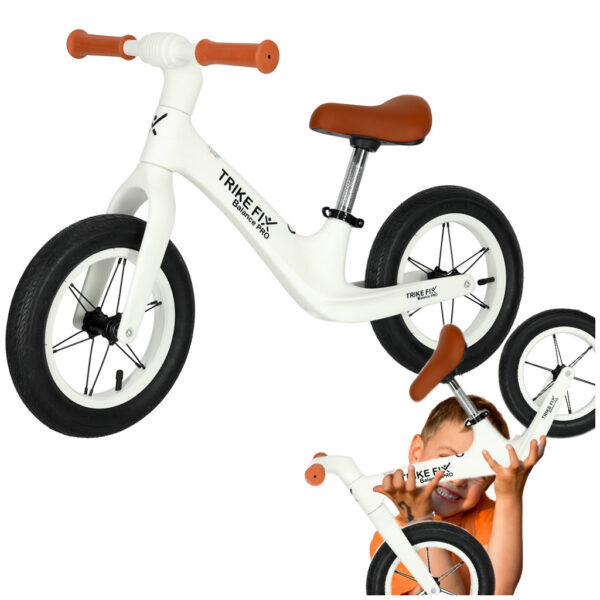 Bicicleta fara pedale Balance PRO 86x39x54 cm, cadru otel, roti gonflabile 30 cm, reglabila, alb - imagine 4