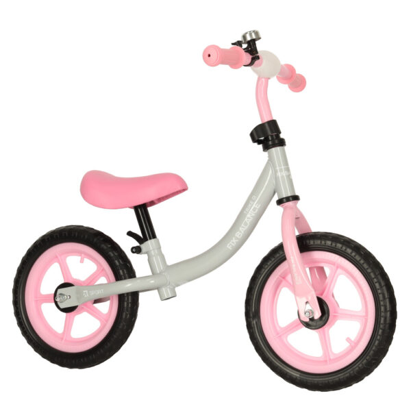 Bicicleta fara pedale pentru copii 80x40x57 cm, reglabila, roti din spuma, 1.8 kg, gri roz