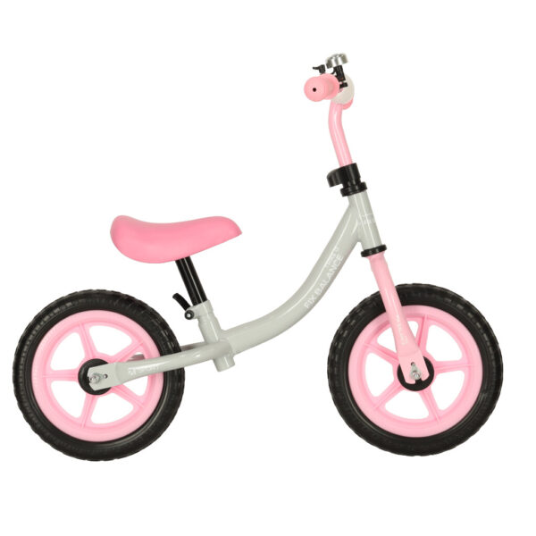 Bicicleta fara pedale pentru copii 80x40x57 cm, reglabila, roti din spuma, 1.8 kg, gri roz - imagine 4