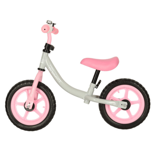 Bicicleta fara pedale pentru copii 80x40x57 cm, reglabila, roti din spuma, 1.8 kg, gri roz - imagine 5