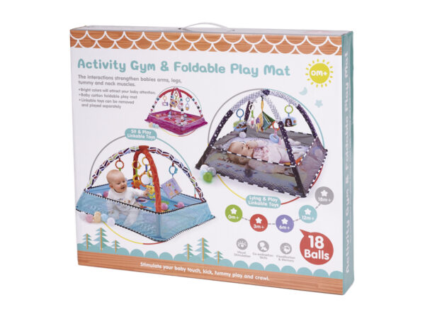 Tarc de joaca pentru bebelusi, 76x76x50 cm, roz – cu jucarii, mingi si arcade interactive - imagine 2
