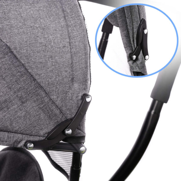 Tricicleta 3in1 105x52x94 cm, cu sezut rotativ 360°, roti fara aer, copertina reglabila, gri - imagine 6