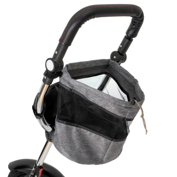 Tricicleta 3in1 105x52x94 cm, sezut rotativ 360°, roti fara aer, copertina reglabila, gri - imagine 16