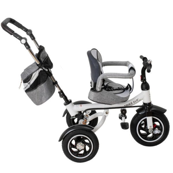 Tricicleta 3in1 105x52x94 cm, sezut rotativ 360°, roti fara aer, copertina reglabila, gri - imagine 18