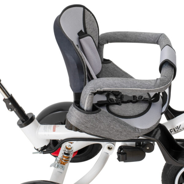 Tricicleta 3in1 105x52x94 cm, sezut rotativ 360°, roti fara aer, copertina reglabila, gri - imagine 20