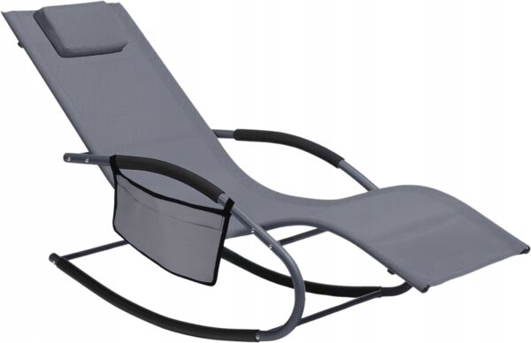 Leagan tip sezlong pentru gradina 148x63x87 cm, structura otel, textilen, design ergonomic, gri inchis - imagine 4