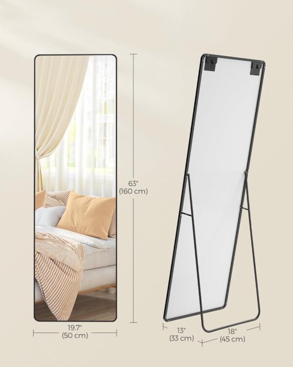 SONGMICS Oglinda podea 160x50 cm, sticla securizata, cadru aluminiu, negru - imagine 3