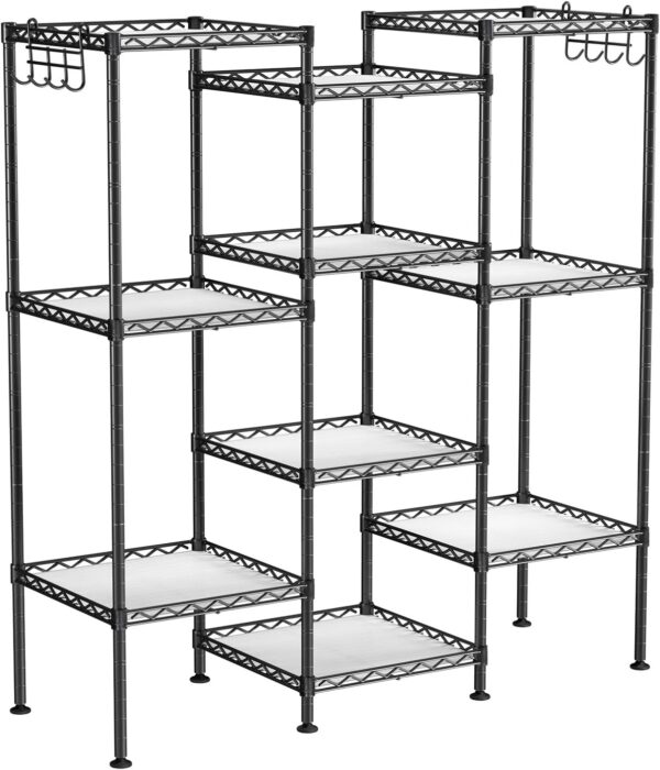SONGMICS Raft metalic 30x30x124 cm, 5 niveluri, rafturi ajustabile si carlige incluse, structura otel si plastic, negru - imagine 2