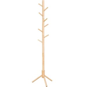 VASAGLE Cuier lemn masiv 47x47x175 cm, 8 carlige si inaltime reglabila, baza triunghiulara, natur