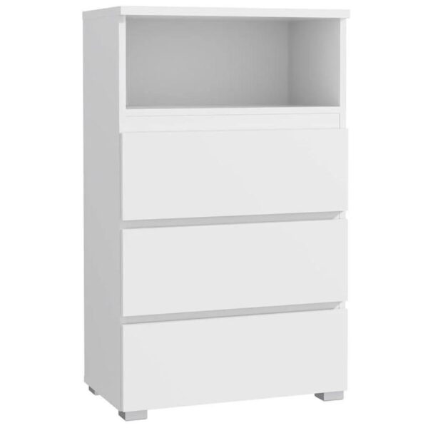 Comoda cu 3 sertare si raft deschis Neo 03, 65x37x106 cm, finisaj mat, alb