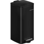 SONGMICS Cos gunoi 34x29x54 cm, 30L, cu pedala, capac silentios si galeata interioara detasabila, negru