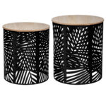 Set 2 masute cafea Atmosphera Akira, 39x45 cm si 35x40 cm, structura metalica, negru