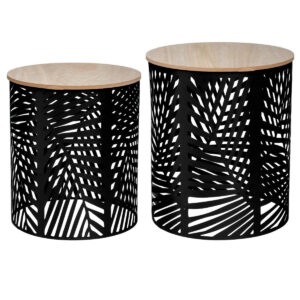 Set 2 masute cafea Atmosphera Akira, 39x45 cm si 35x40 cm, structura metalica, negru