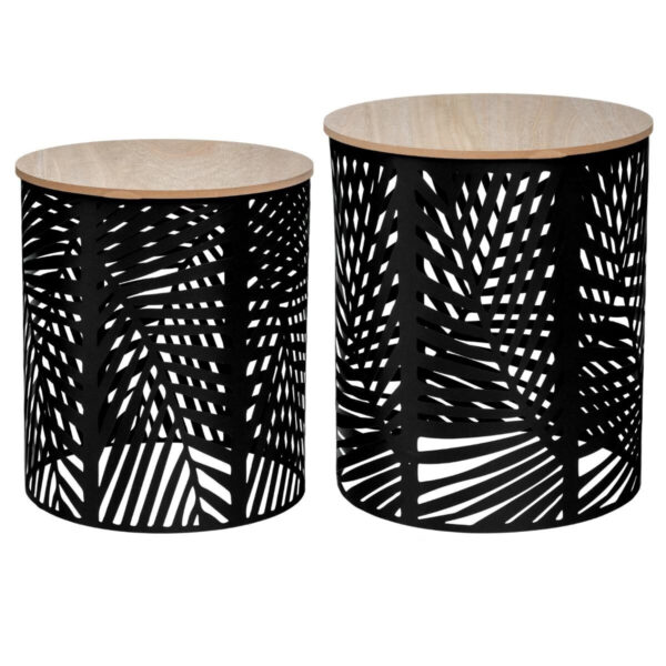 Set 2 masute cafea Atmosphera Akira, 39x45 cm si 35x40 cm, structura metalica, negru