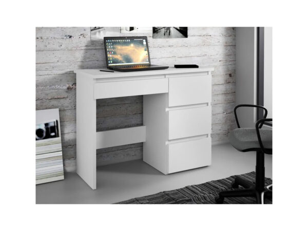 Birou calculator Beta 3 cu 4 sertare, 94x43x75 cm, finisaj alb - imagine 2