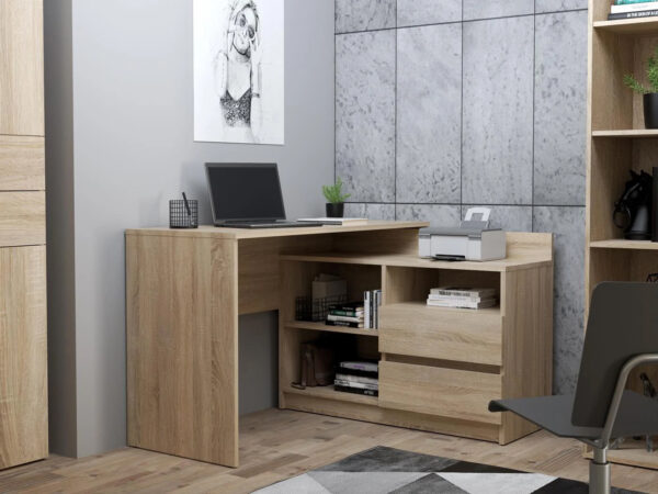 Birou colt Delta 120x50x75 cm cu comoda 100x42x72 cm, 2 sertare, montaj stanga/dreapta, sonoma - imagine 2