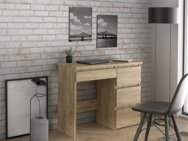 Birou calculator Beta 3 cu 4 sertare, 94x43x75 cm, finisaj craft - imagine 2