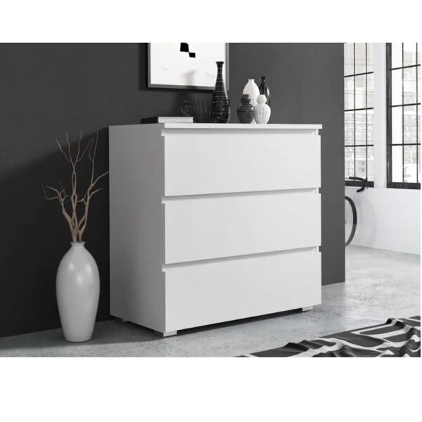 Comoda cu 3 sertare NEO 80, 80x40x80 cm, finisaj alb mat - imagine 2