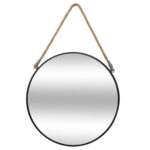 Oglinda rotunda Atmosphera Eden cu sfoara, cadru metalic, 55x82 cm, negru