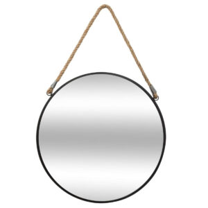Oglinda rotunda Atmosphera Eden cu sfoara, cadru metalic, 55x82 cm, negru