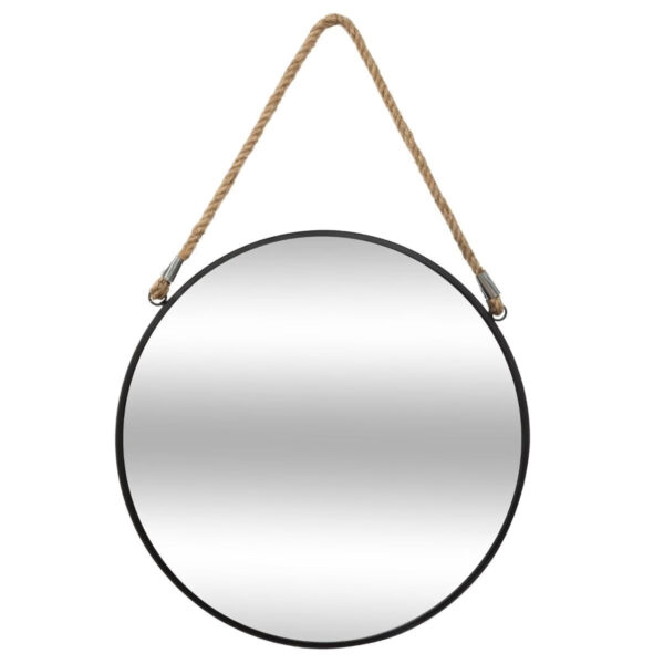 Oglinda rotunda Atmosphera Eden cu sfoara, cadru metalic, 55x82 cm, negru