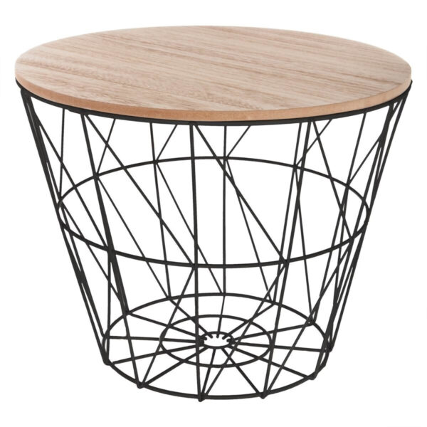 Masuta cafea rotunda Atmosphera Kumi, 38x30 cm, negru