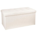 Taburet dublu pliabil Atmosphera Lysandre, MDF si poliester, 76x38x38 cm, bej