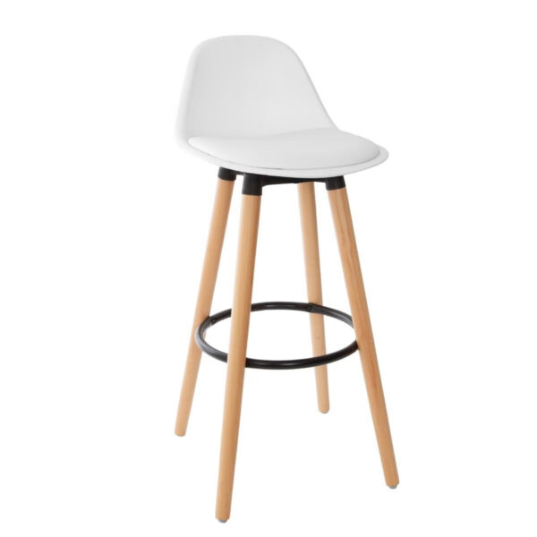 Scaun bar Atmosphera Maxon, 40x43x92 cm, picioare din fag, stil scandinav, alb