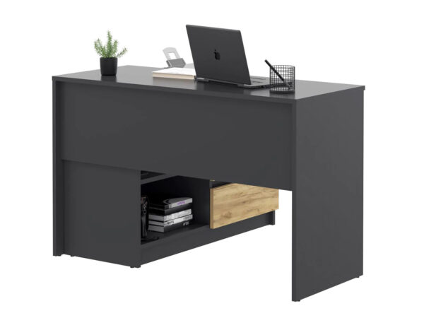 Birou colt Delta 120x50x75 cm cu comoda 100x42x72 cm, 2 sertare, montaj stanga/dreapta, antracit craft - imagine 3