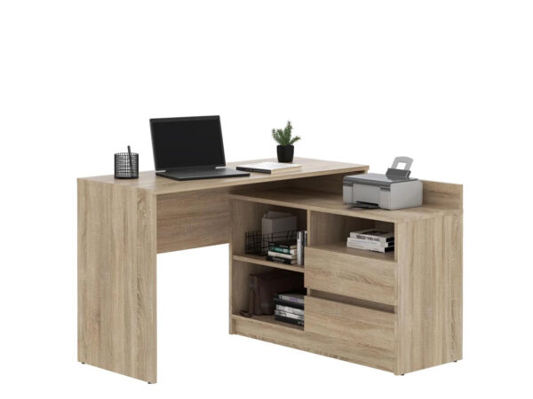 Birou colt Delta 120x50x75 cm cu comoda 100x42x72 cm, 2 sertare, montaj stanga/dreapta, sonoma - imagine 3