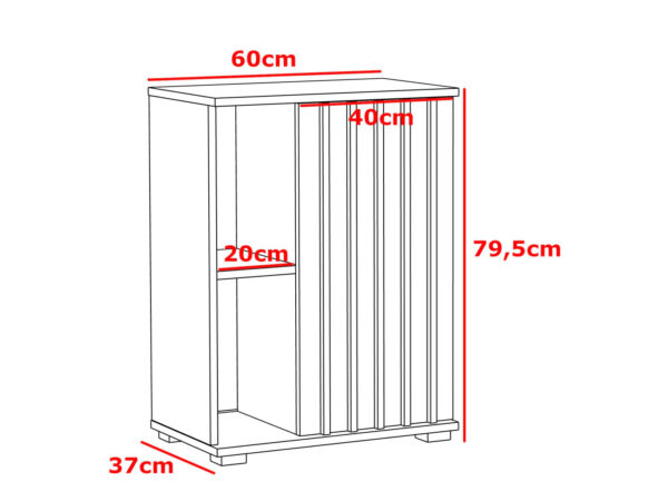 Comoda Montana 60 1D cu usa si 2 rafturi, 60x37x80 cm, craft si negru - imagine 2