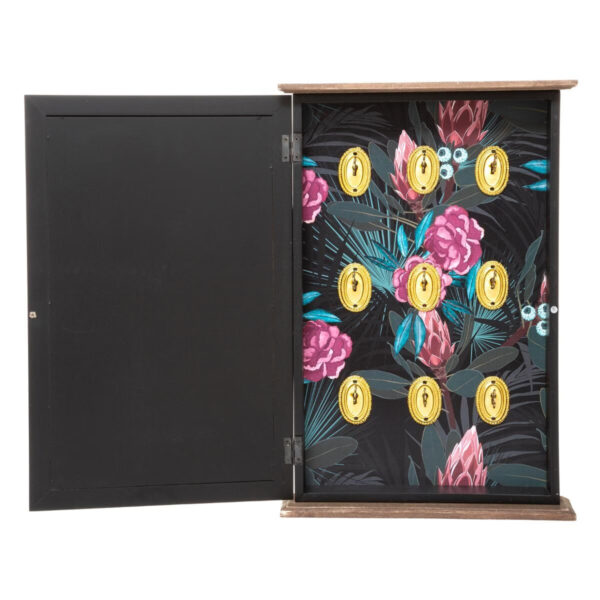 Cutie chei Atmosphera Nikolai cu 9 carlige, MDF si decor vintage seif, 27x38 cm, negru - imagine 2