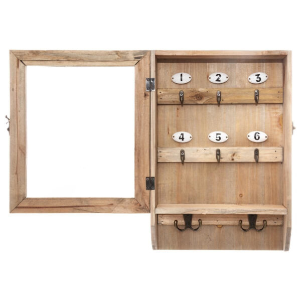 Cutie de chei Atmosphera Ornella cu 8 carlige si usa din sticla, 26x38 cm, natur - imagine 2
