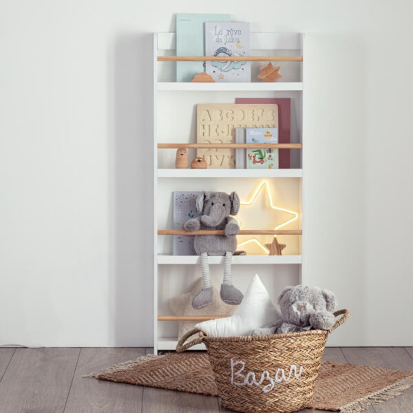 Biblioteca copii Atmosphera Classic, 4 rafturi, MDF si lemn de pin, 55x112 cm, alb - imagine 2