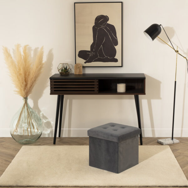 Taburet pliabil Atmosphera Lysandre cu spatiu de depozitare, 38x38x38 cm, gri - imagine 2