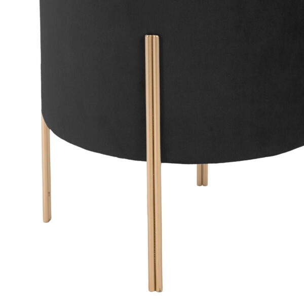 Taburet rotund Atmosphera Ilyan, 34x40 cm, catifea si MDF, negru - imagine 2