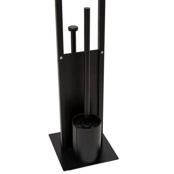 Suport hartie igienica 5Five Glass cu rezerva si perie, otel, 28x18x62 cm, negru - imagine 4