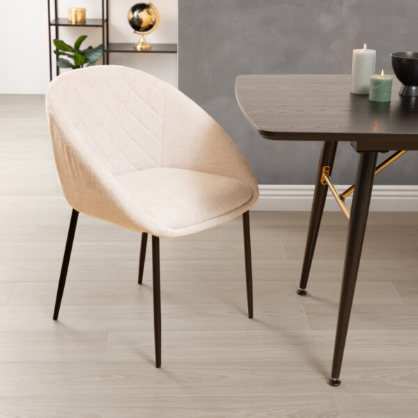Scaun Atmosphera Seliso cu sezut din chenille, cadru din otel, 60x57x81 cm, bej - imagine 4
