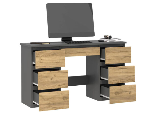 Birou cu 7 sertare Beta 4 120x43x75 cm, design minimalist, antracit-craft - imagine 3