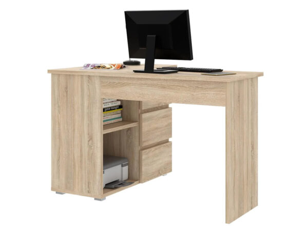 Birou colt Norge cu 3 sertare si 2 rafturi, 124x89x75 cm, stejar - imagine 4
