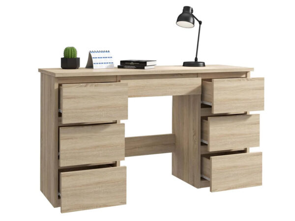 Birou cu 7 sertare Beta 4 120x43x75 cm, design minimalist, sonoma - imagine 2