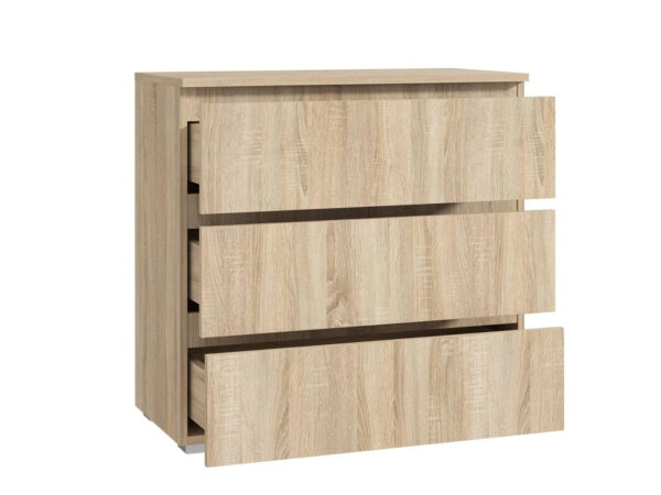 Comoda cu 3 sertare NEO 80, 80x40x80 cm, finisaj stejar mat - imagine 3