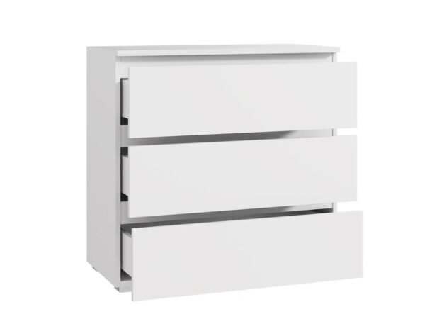 Comoda cu 3 sertare NEO 80, 80x40x80 cm, finisaj alb mat - imagine 3