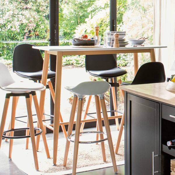Scaun bar Atmosphera Maxon, 40x43x92 cm, picioare din fag, stil scandinav, alb - imagine 3