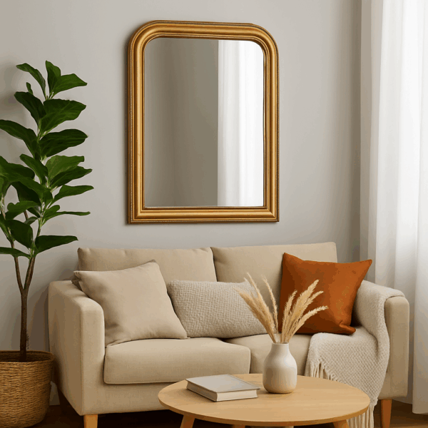 Oglinda decorativa verticala Atmosphera Adele cu rama din lemn bej, 74x104 cm - imagine 4