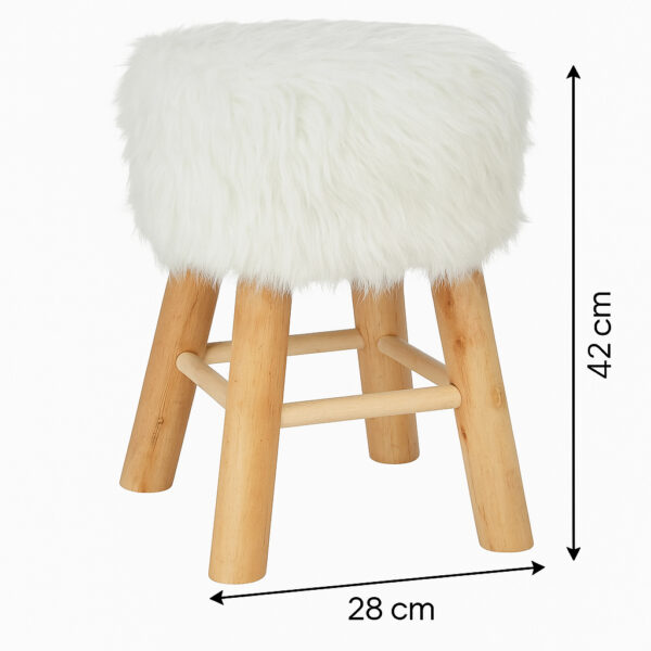 Taburet Atmosphera Oslo cu efect de blana, 42 cm, alb - imagine 4