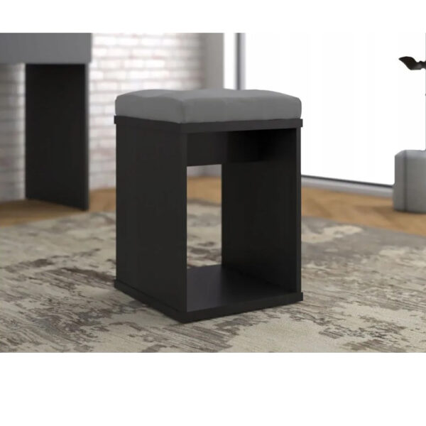 Taburet pentru masuta de toaleta cu sezut confortabil, 30x30x42 cm, negru - imagine 3