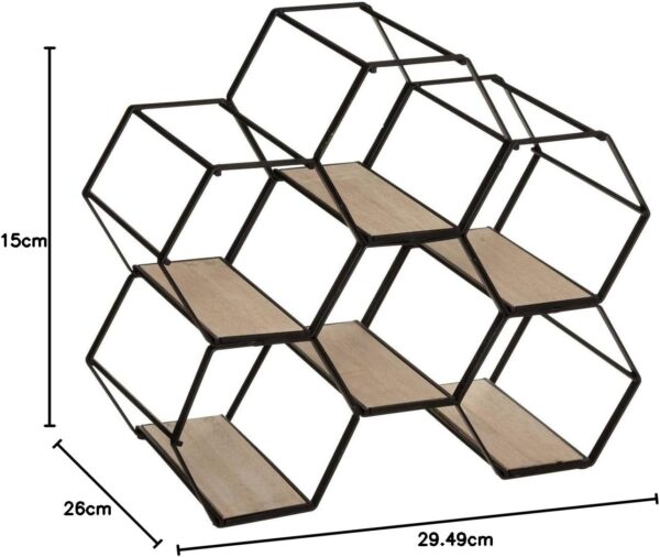 Suport sticle Atmosphera Arty pentru 6 sticle, structura metalica si MDF, 26x15x30 cm, negru - imagine 3