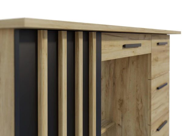 Birou Montana B120 cu 4 sertare si 1 usa, 120x45x76 cm, stejar craft si negru - imagine 4