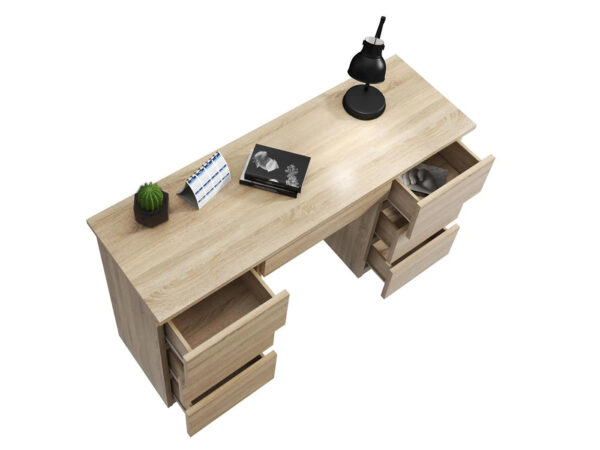 Birou cu 7 sertare Beta 4 120x43x75 cm, design minimalist, sonoma - imagine 3